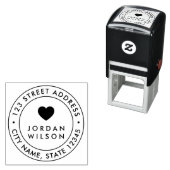 Runde doppelte Grenze Moderne Herz-Rücksendeadress Permastempel (Beispiel)