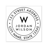 Runde doppelte Grenze Moderne Monogramm-Rücksendea Permastempel (Design)