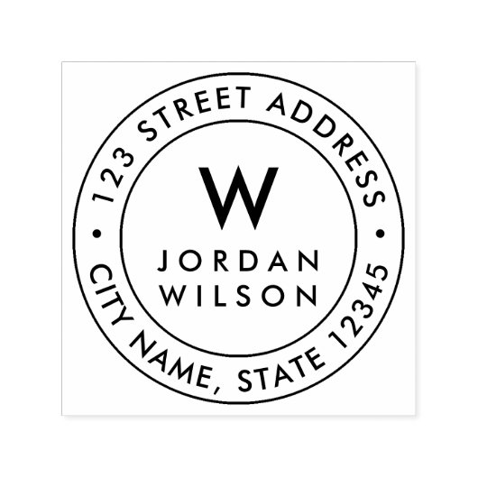 Runde doppelte Grenze Moderne Monogramm-Rücksendea Permastempel (Design)