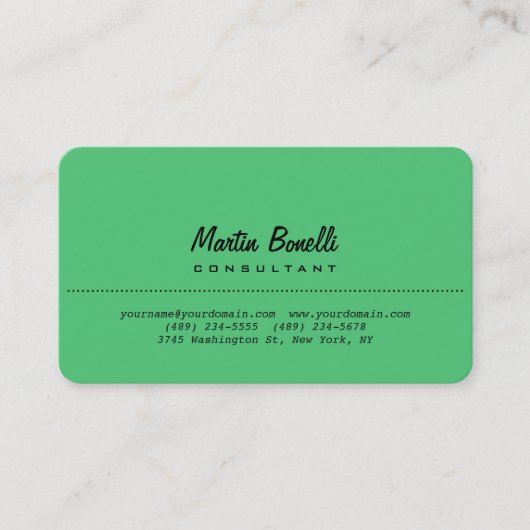 Runde Ecke Emerald Green Schlicht Business Card Visitenkarte (Vorderseite)