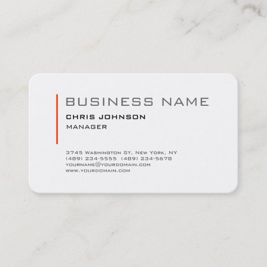 Runde Ecke Orange White Manager Business Card Visitenkarte (Vorderseite)