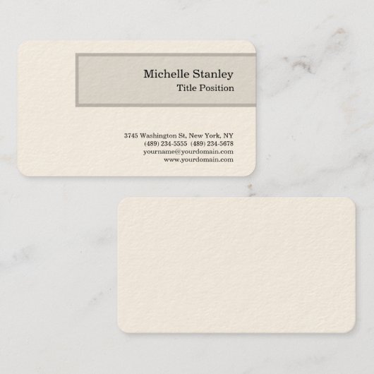 Runde Ecke Signatur Creme Moderne Minimalistisch Visitenkarte (Vorne/Hinten)