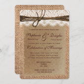 Runde Ecken Burlap Print Wedding Einladungen (Vorne/Hinten)