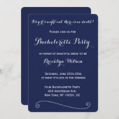 Runde Elegant Navy Blue Junggeselinnen-Abschied Ei Einladung (Vorne/Hinten)