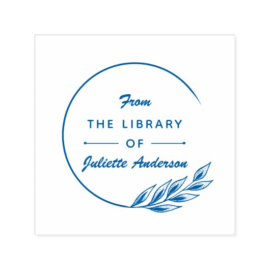 Runde elegante Blätter Benutzerdefinierte Biblioth Permastempel (Design)