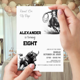 Runde 'Em Up Boys Cowboy Geburtstagsparty Einladung