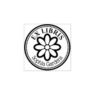 Runde Ex Libris - 6 Blume Gummi Briefmarke Gummistempel
