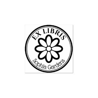 Runde Ex Libris - 6 Blume Gummistempel