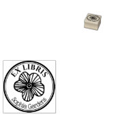 Runde Ex Libris - Blume mit Handzeichnung Gummistempel (Stempel)