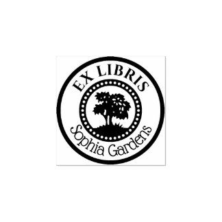 Runde Ex Libris dekorativer Innenkreis mit Baum Gummistempel