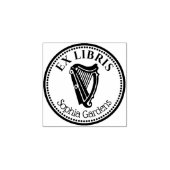 Runde Ex Libris - Harfe Gummistempel (Prägung)
