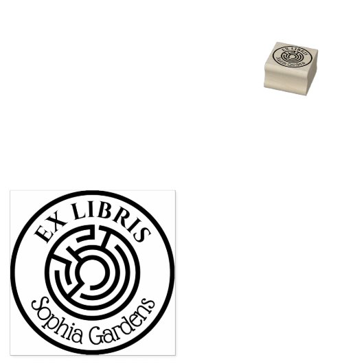Runde Ex Libris Labyrinth 03 Gummistempel (Stempel)