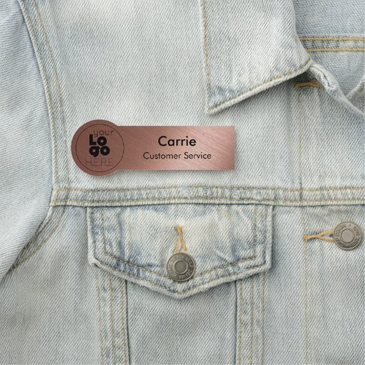 Runde Firmenlogos Metallische gebürstete Kupfer-Na Namensschild (Beispiel)