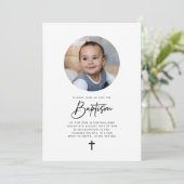 Runde Foto Minimalistische Taufe Einladung (Stehend Vorderseite)