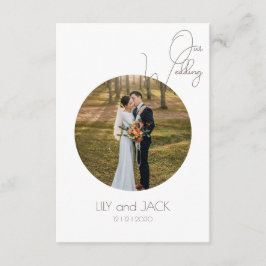 Runde Foto Save the Date Minimalistischer Umschlie Begleitkarte