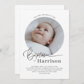 Runde Foto Taufe Einladung (Vorne/Hinten)