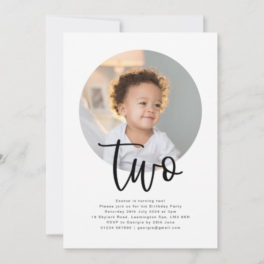 Runde Foto Zwei Geburtstage Einladung (Vorderseite)