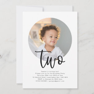 Runde Foto Zwei Geburtstage Einladung