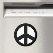 Runde Friedenssignatur-Magnet, schwarz auf weiß Magnet (In Situ (Geschirrspüler))