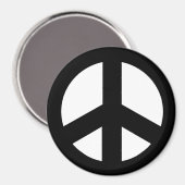 Runde Friedenssignatur-Magnet, schwarz auf weiß Magnet (Vorderseite/Rückseite)