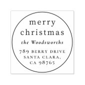 Runde frohe Weihnachtsfamilie Name & Rücksendeadre Permastempel (Design)