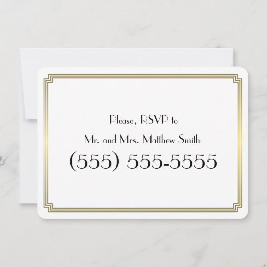 Runde Gatsby Art Deco Hochzeit Probe Einladung (Rückseite)