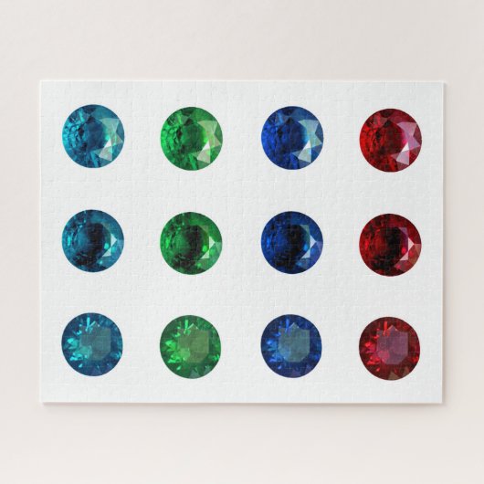 Runde Gemstone Ruby Sapphire Smarald Topaz Puzzle (Horizontal)