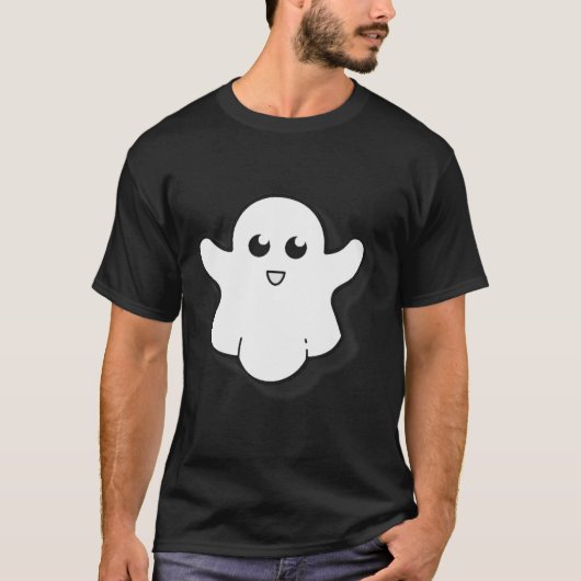 Runde Ghost Niedlich Ghost Halloween Spooky Jahres T-Shirt (Vorderseite)