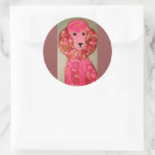 Runde, glänzende Aufkleber mit rosa Poodle Hund (Tasche)