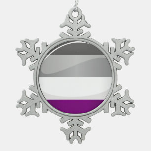 Runde glatte asexuale Stolz-Flagge Schneeflocken Zinn-Ornament
