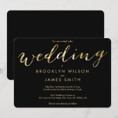 Runde Gold Foil- und Black Wedding Einladungen (Vorne/Hinten)
