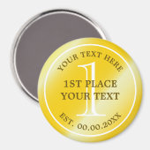Runde Goldmedaille erster Kühlschrankmagnet (Vorderseite/Rückseite)
