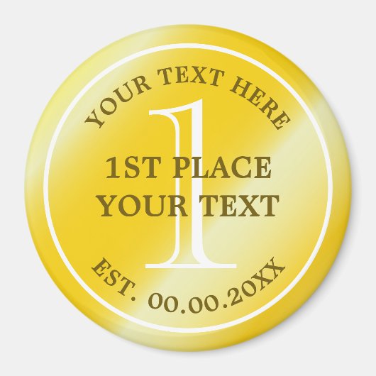 Runde Goldmedaille erster Kühlschrankmagnet (Vorne)