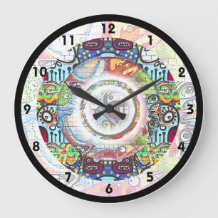 Runde Grafitti-Wall-Uhr Große Wanduhr
