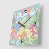 Runde (große) Wand-Uhr-/Cartoon-Dinosaurier Quadratische Wanduhr (Winkel)
