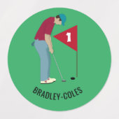 Runde grüne Golfer-Putting-Ball Etiketten (Design 1)