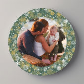 Runde grüne Weihnachtsschneeflocken Foto Feiertagskarte