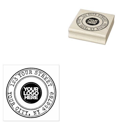 Runde Grunge Logokombination Rücksendeadresse Tint Gummistempel (Stempel)