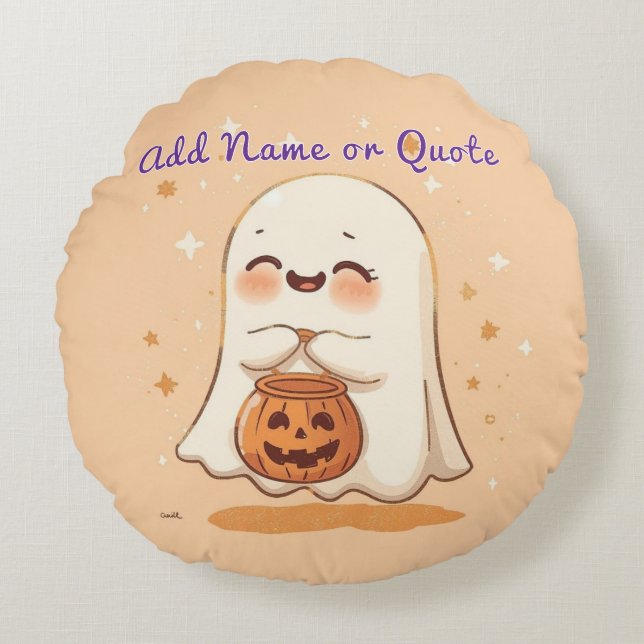 Runde Halloween-Ghost-Pillow - bearbeitbar Rundes Kissen (Vorderseite)