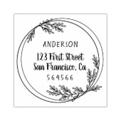 Runde Hand-Zeichn-Leaf-Rücksendeadresse Gummistempel (Prägung)