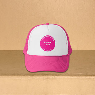 Runde Handelsmarke auf Pink und White Trucker Hat Truckerkappe