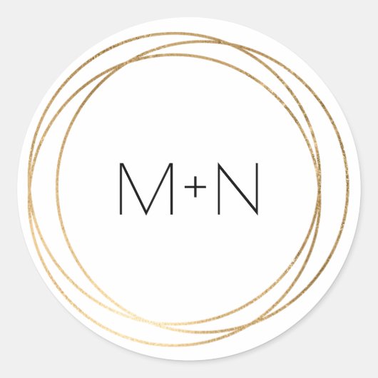 Runde Imitate Gold-Rahmen-Monogramm-Umschlag Aufkl Runder Aufkleber (Vorderseite)