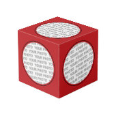 Runde in quadratischem Rahmen rot + Ihr Foto (Rückseite Schrägansicht)