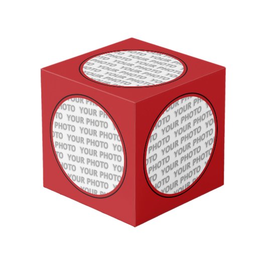 Runde in quadratischem Rahmen rot + Ihr Foto (Vorderseite Schrägansicht)