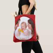 Runde in quadratischem Rahmen rot + Ihr Foto Tasche (Von Nahem)