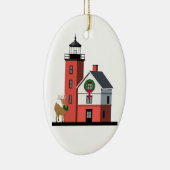 "Runde Insel-Leuchtturm-Weihnachtsverzierung " Keramik Ornament (Rechts)