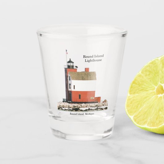 Runde Island Leuchtturmglas Schnapsglas (Vorderseite)