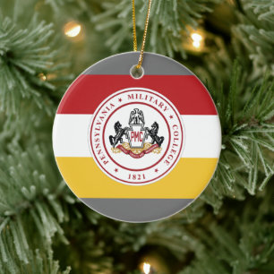 * Runde Keramik mit dem Logo der PMC-Flagge Ornament