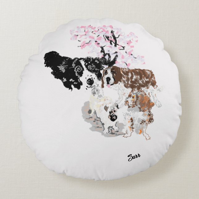 Runde Kissen : Es ist ein Doggie , Dog World (Vorderseite)