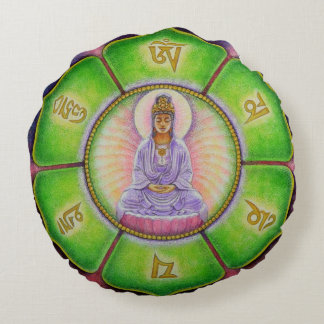 Runde Kissen-Mandala Kuan Yin Buddha-Meditation Rundes Kissen